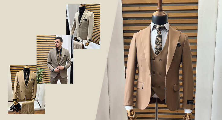 جدید ترین مدلهای کت شلوار نسکافه ای مردانه