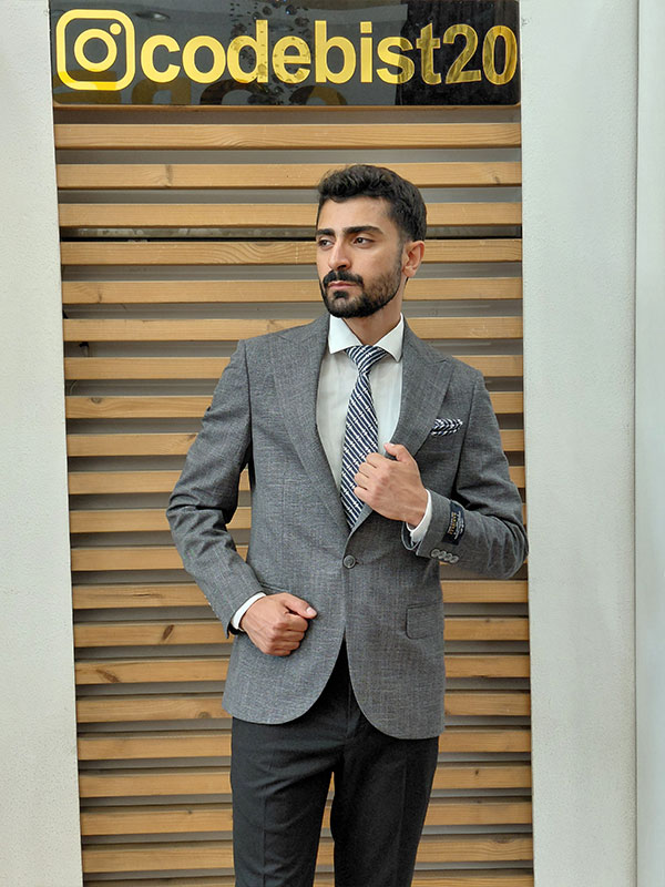 کت تک مردانه طوسی روشن فیلبرت