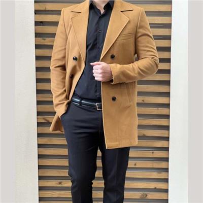 پالتو یقه انگلیسی مردانه عسلی