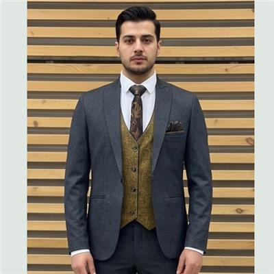 کت و شلوار لاکرا ژیله دار مردانه نوک مدادی 