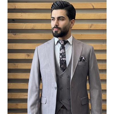 کت و شلوار الکاپونی باختر طوسی روشن