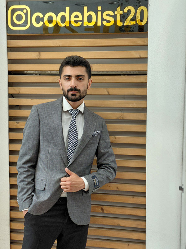 کت تک مردانه طوسی روشن فیلبرت