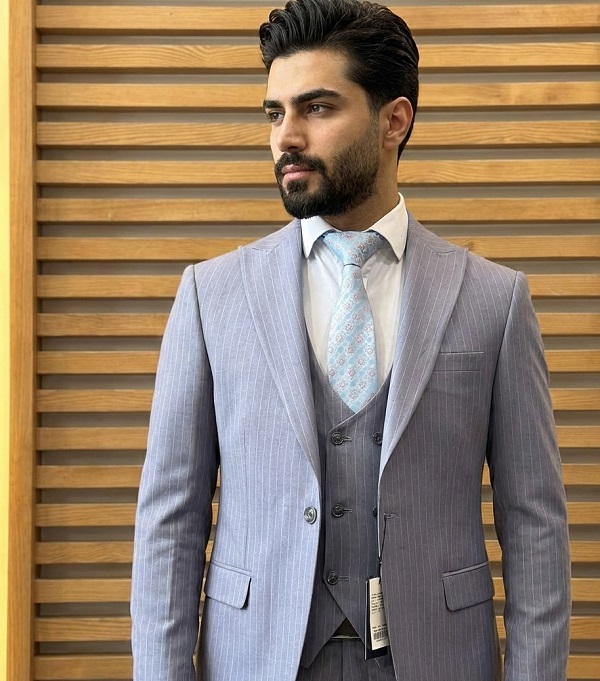کت و شلوار  الکاپونی ابی کد1074