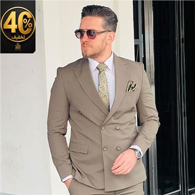 کت شلوار دبل برس سبز زیتونی