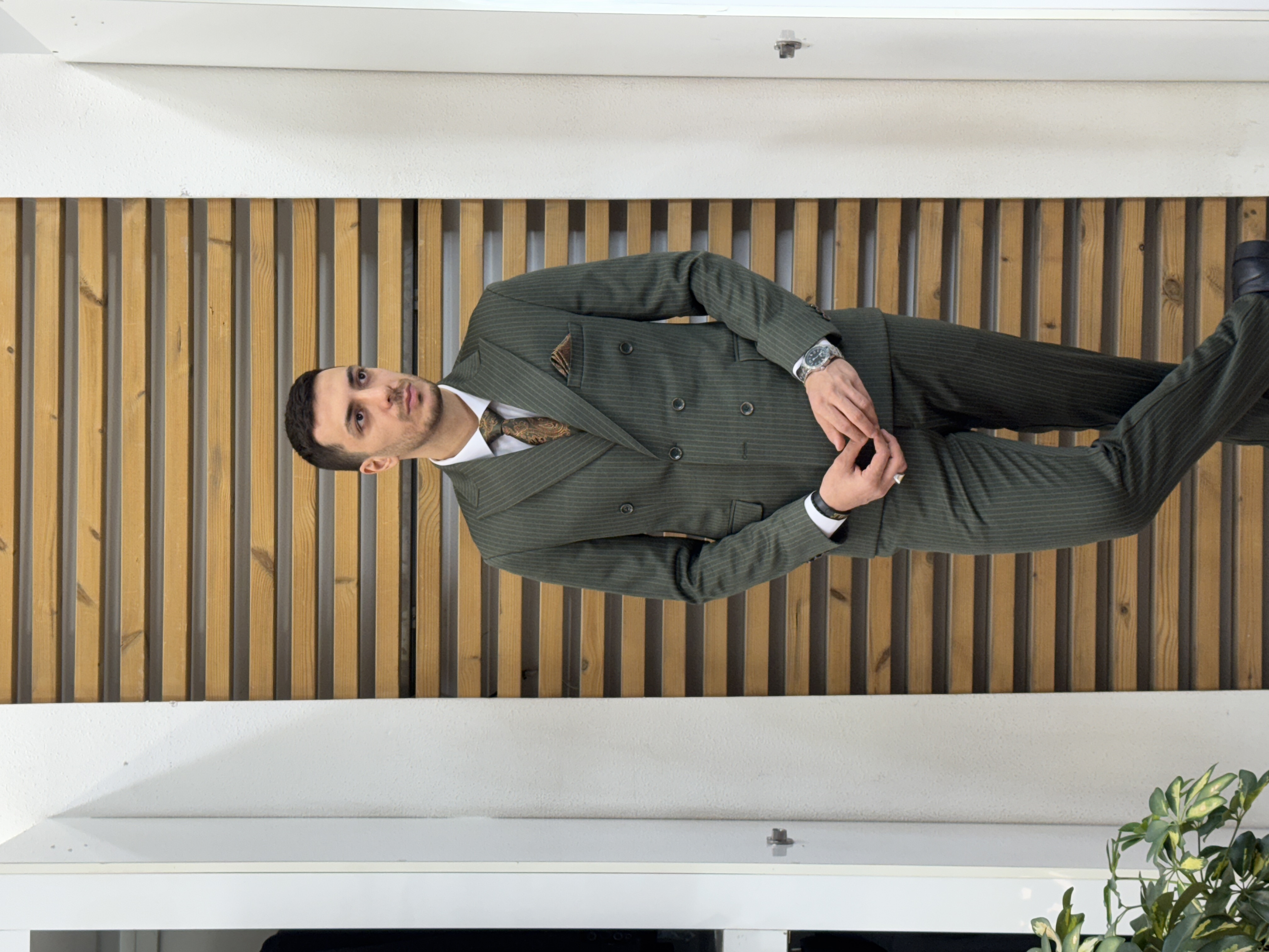 کت شلوار دبل آلکاپونی سبز