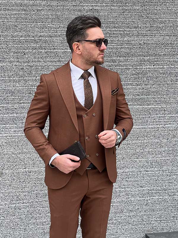 کت شلوار فیلبرت باریلی قهوه ای