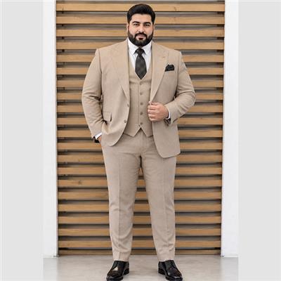 کت و شلوار مردانه کرم سایز بزرگ