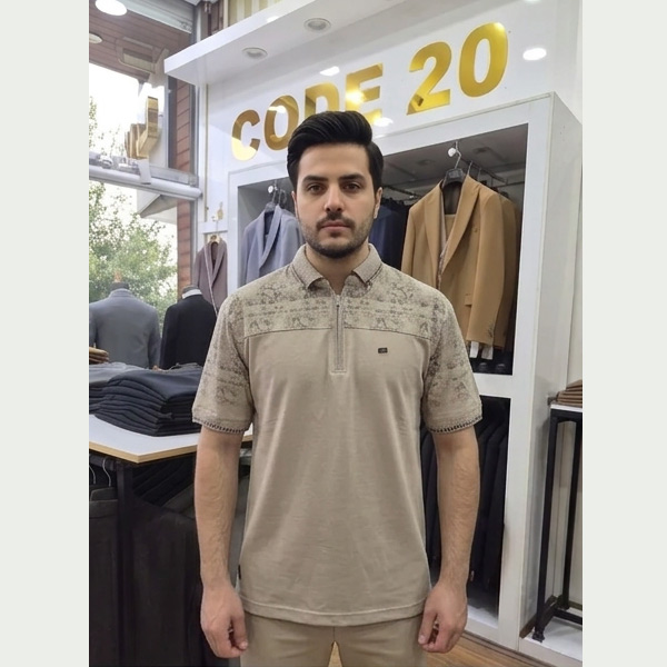 خرید تیشرت نیم زیپ مردانه طرحدار