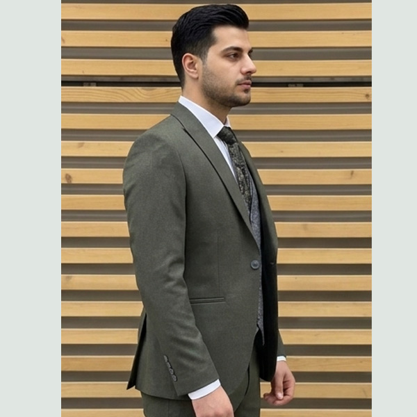 کت و شلوار مردانه ژیله دار لاکرا یشمی