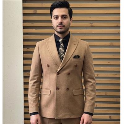 کت و شلوار دبل برست قهوه ای