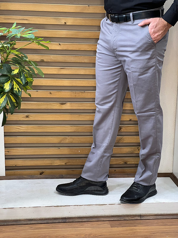 شلوار کتان ریپس طوسی