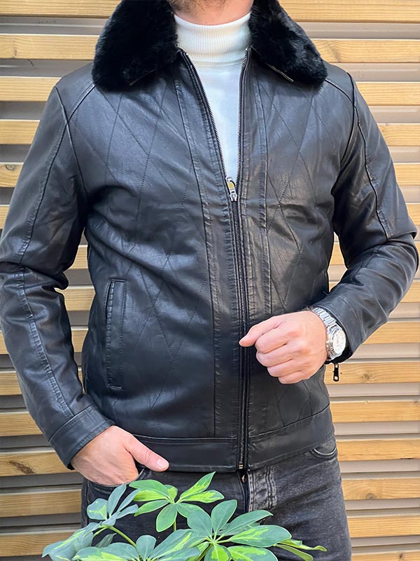 کاپشن چرم g.s مشکی