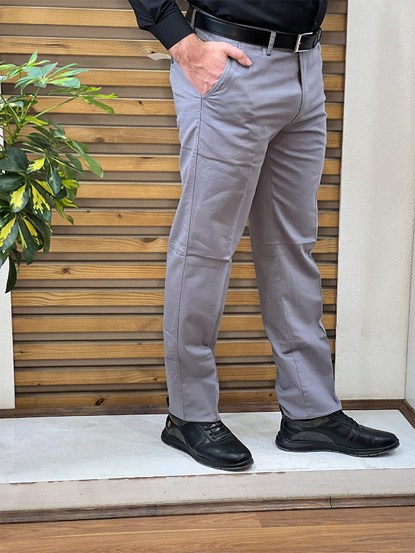 شلوار کتان ریپس طوسی